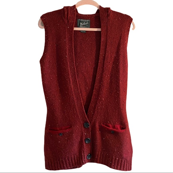 Woolrich Vintage Women's Birch Song Vest Burgundy w/ Hood | Size Small - Picture 1 of 4